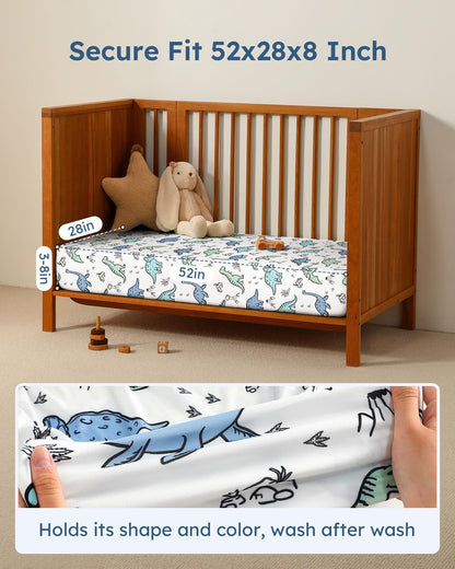 Unnivoll Baby Crib Sheets for Boys Girls, 28x52x8in Fitted Crib Sheet Neutral 3 Pack for Standard Crib and Toddler Mattress, Breathable Soft Microfiber Baby Sheet Blue Gray Planet