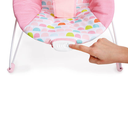 Bright Starts Baby Bouncer Soothing Vibrations Infant Seat - Removable -Toy Bar, Nonslip Feet, 0-6 Months Up to 20 lbs (Safari Fun)