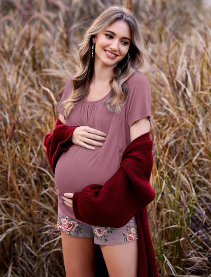 Ekouaer Womens Nursing Pajamas Maternity Breastfeeding Pjs Sleepwear Layer Soft Postpartum Lounge Set Pregnancy Clothes