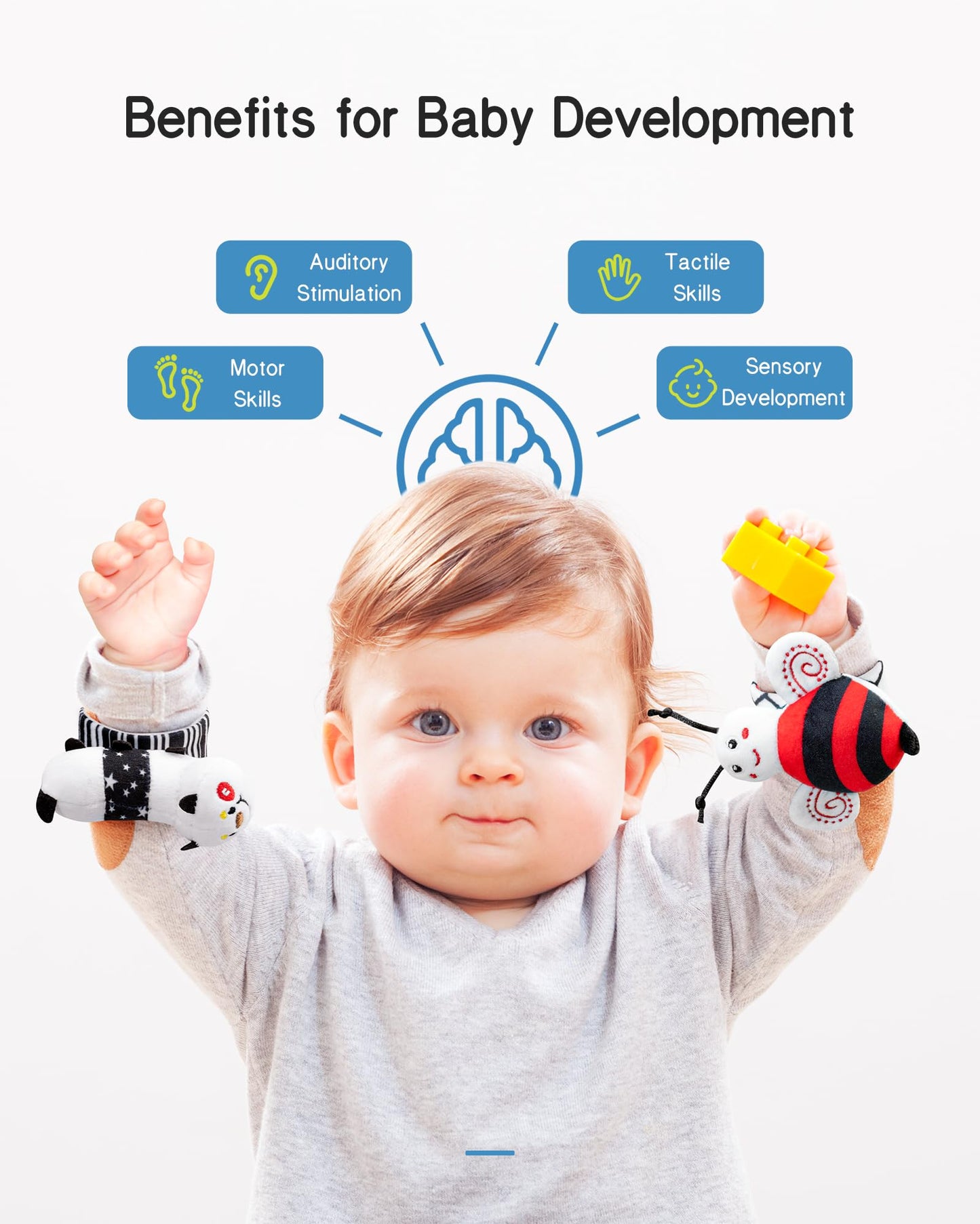 Infinno Baby Wrist Rattle Socks and Foot Finder Set, Perfect Baby Toys for 0-12 Months Newborn Boys and Girls As Shower Gifts, Garden Bug Series