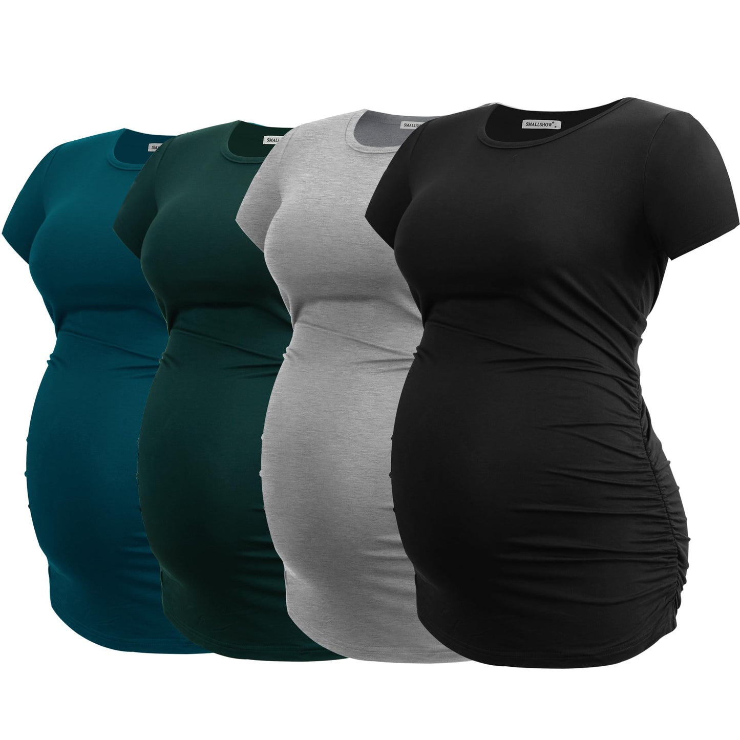 Smallshow Women's 4 Pack Maternity Shirts Short Sleeve Pregnancy Tops Clothes