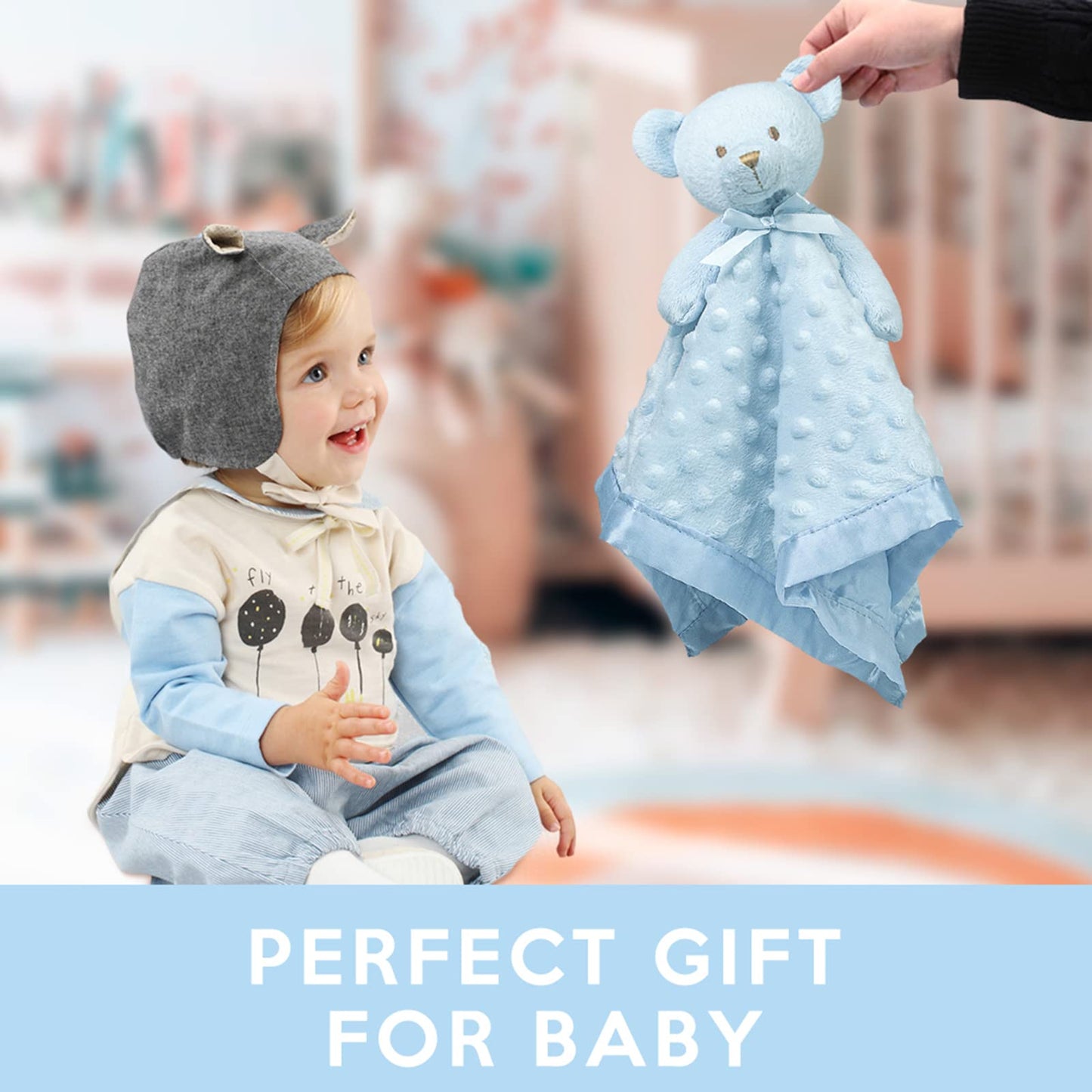Pro Goleem Elephant Security Blanket, Soft Lovey Unisex Lovie Baby Gifts for Boys and Girls Snuggle Toy Stuffed Animal Newborn Essentials and Items Grey 16 Inch