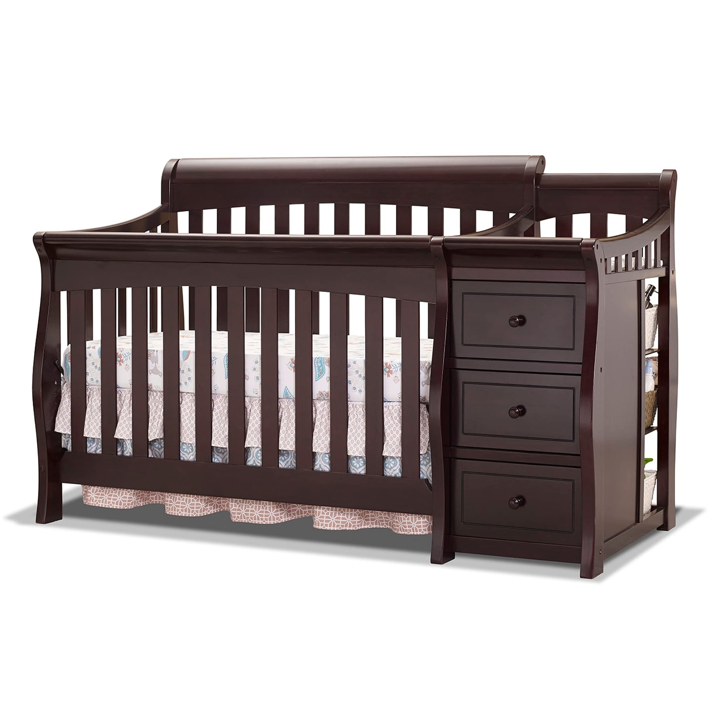 Sorelle Furniture Princeton Elite Crib and Changer Classic -in- Convertible Diaper Changing Table Made of Pine Wood Non-Toxic Wooden Baby Bed Toddler Childs Daybed Full-Size Nursery - Weathered Grey