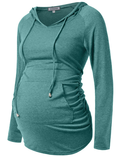 GINKANA Maternity Hoodie Long Sleeves Shirts Casual Maternity Top Pregnancy Sweatshirt Casual Clothes