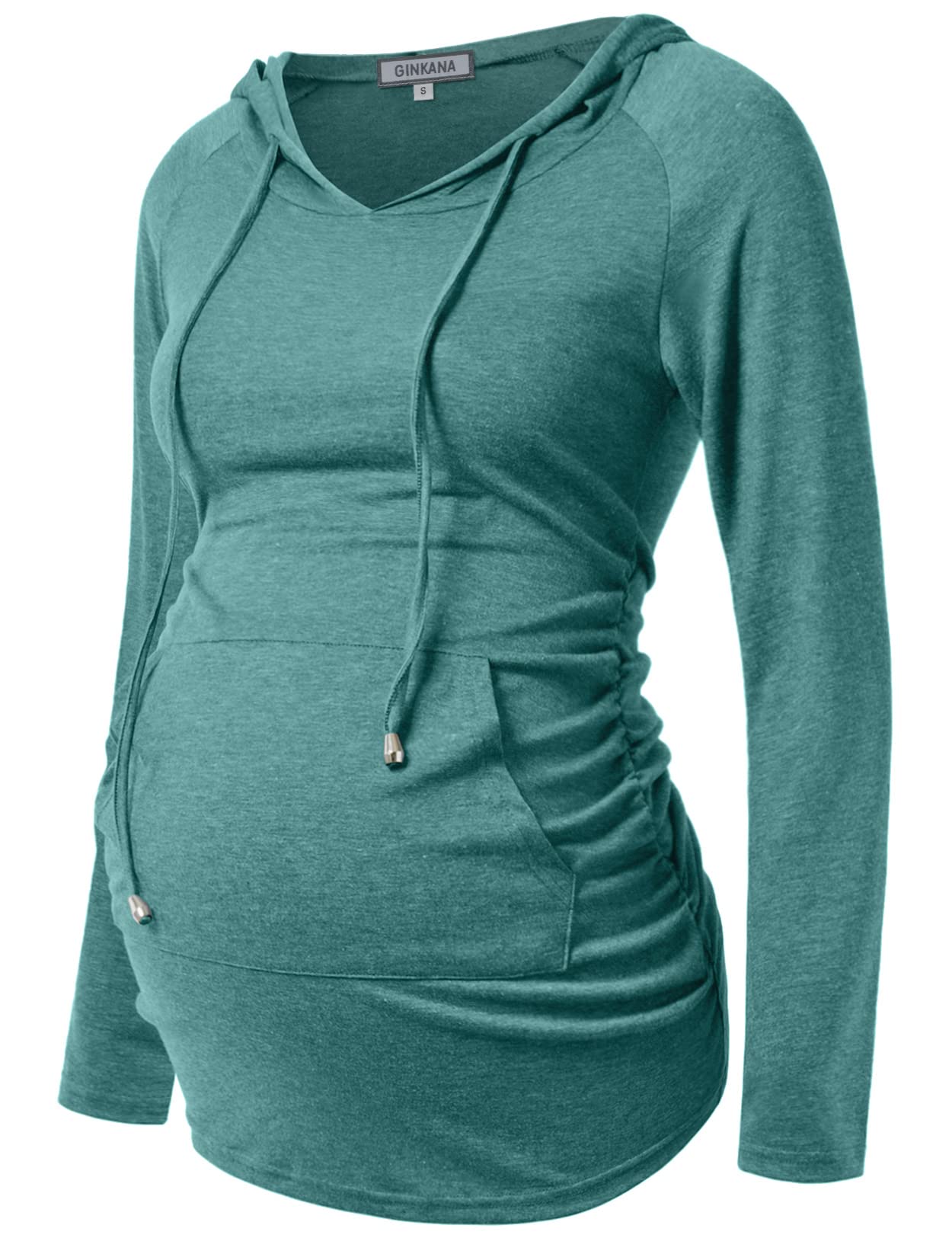 GINKANA Maternity Hoodie Long Sleeves Shirts Casual Maternity Top Pregnancy Sweatshirt Casual Clothes