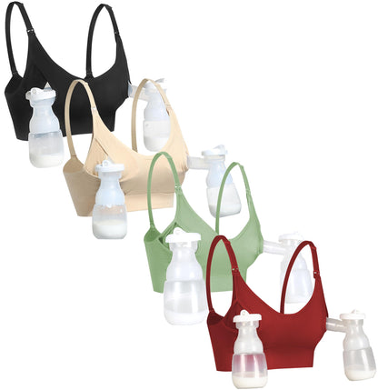 GXXGE Nursing Bra Support Pumping Bra Hands Free All in One Maternity Bra Comfortable Breast No Pad Pumps Bra