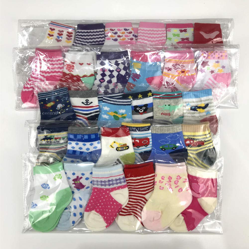 WAFUNNE 20 Pairs Baby Socks Wholesale for Infant Toddler Kids Children (Pattern at Random)
