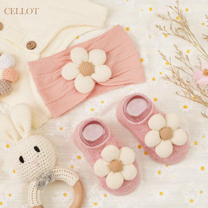 CÉLLOT 5 Pcs Baby Flower Headbands Baby Girls Nylon Headbands Soft Hairbands Hair Accessories for Newborn Infant Toddler Kids