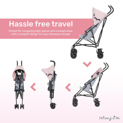 Dream On Me Aero Travel Umbrella Stroller, One-Hand Quick Fold, 3-Point Safety Harness, Dual Brakes, Adjustable Removable Canopy, Lightweight Compact & Space-Saving for Infants and Toddlers – Black