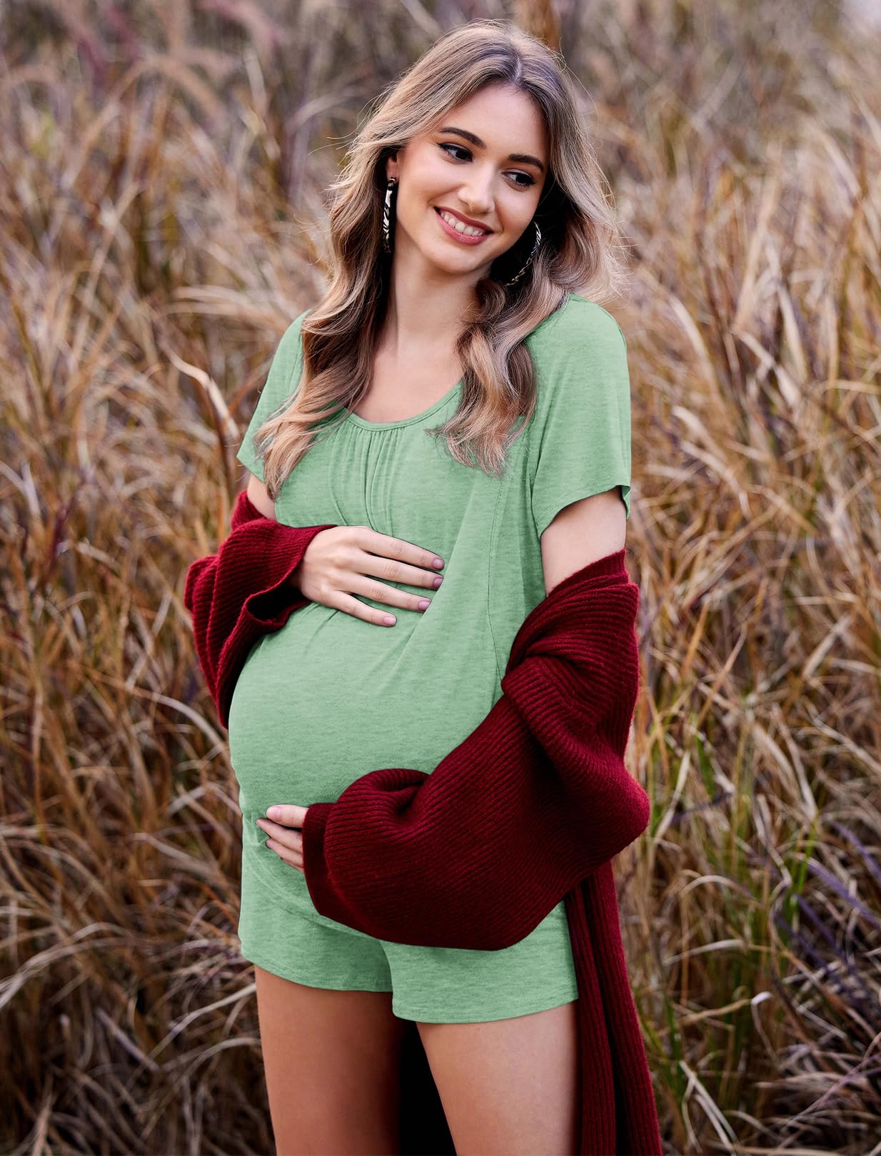 Ekouaer Womens Nursing Pajamas Maternity Breastfeeding Pjs Sleepwear Layer Soft Postpartum Lounge Set Pregnancy Clothes