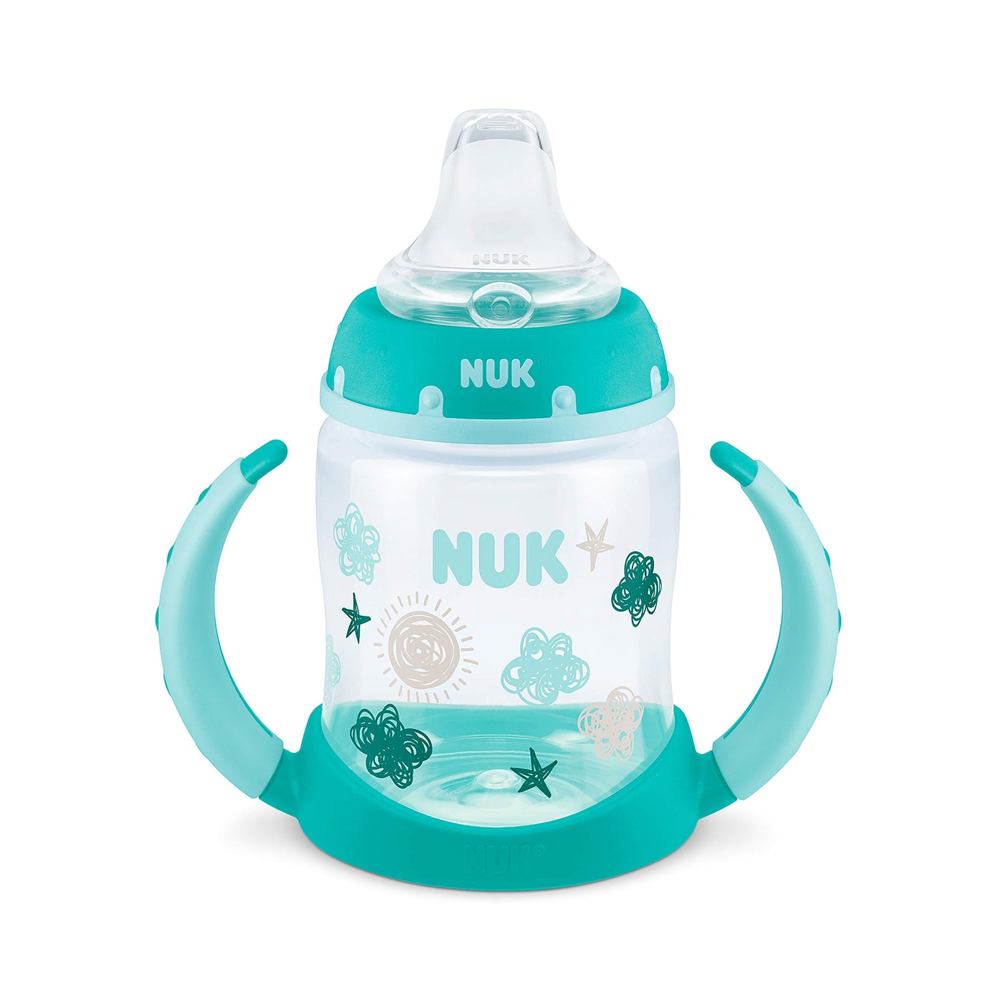 NUK Learner Cup, 6+ Months, Fun Fruits and Animals, Amazon Exclusive Collection, 5 Oz, Pack of 2 – BPA Free, Soft Spout, Spill Proof Sippy Cup