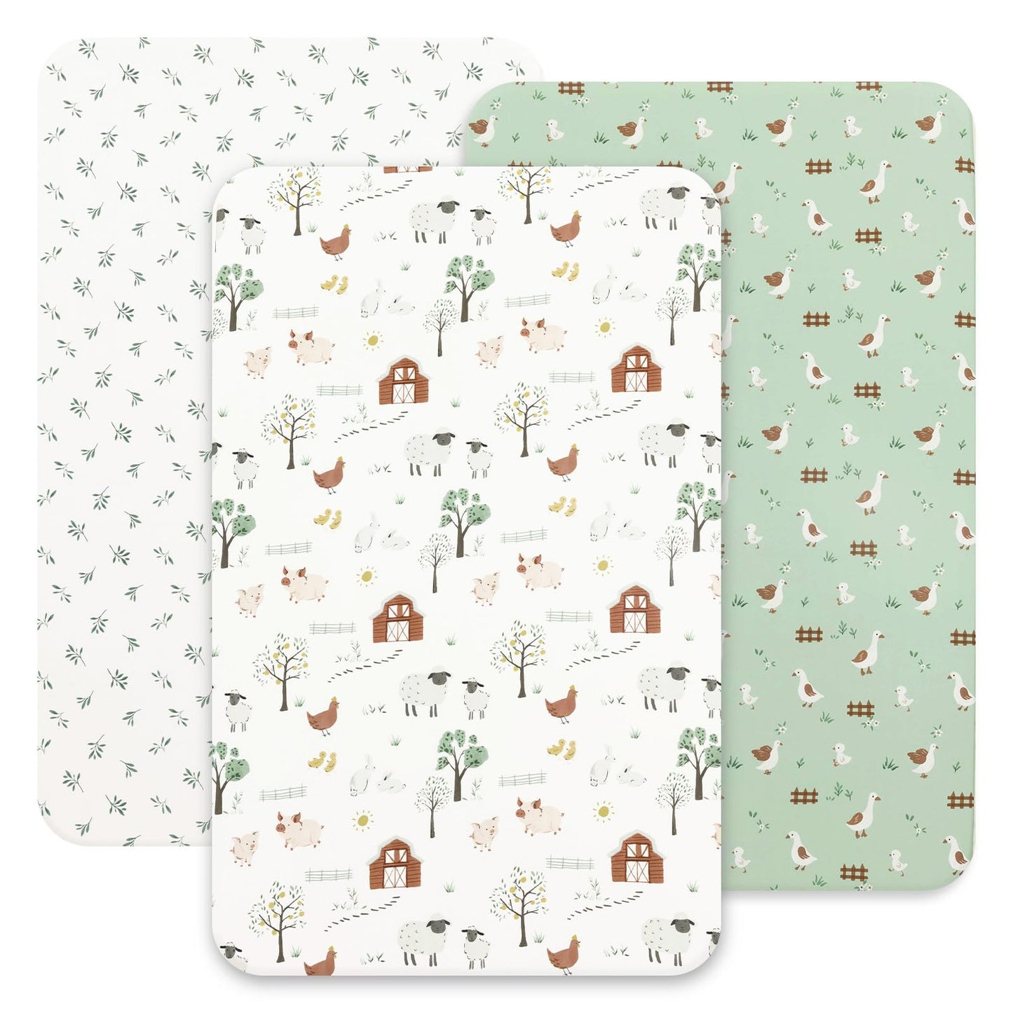 david's kids 3 Pack Fitted Crib Sheets, Ultra Soft Breathable Comfortable Baby Sheet Set for Boys Girls Neutral, 28x52 Inch Fits Standard Crib and Toddler Mattresses, Dinosaur