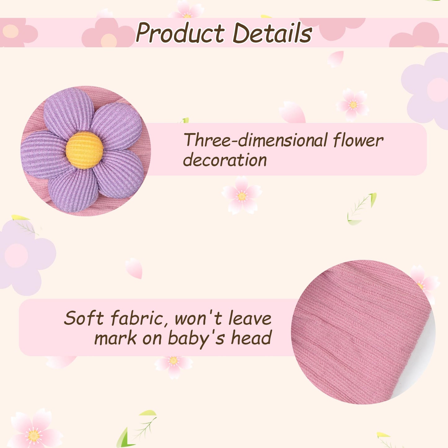 CÉLLOT 5 Pcs Baby Flower Headbands Baby Girls Nylon Headbands Soft Hairbands Hair Accessories for Newborn Infant Toddler Kids