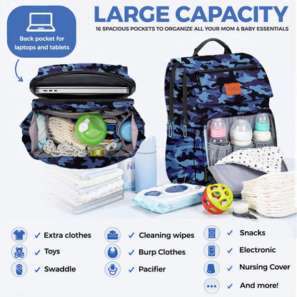 PILLANI Baby Diaper Bag Backpack - Baby Bag for Girls & Boys, Large Waterproof Toddler Diaper Backpack - Baby Shower Gifts & Registry Must Haves - Travel Diaper Bags with Changing Pad - Newborn Stuff