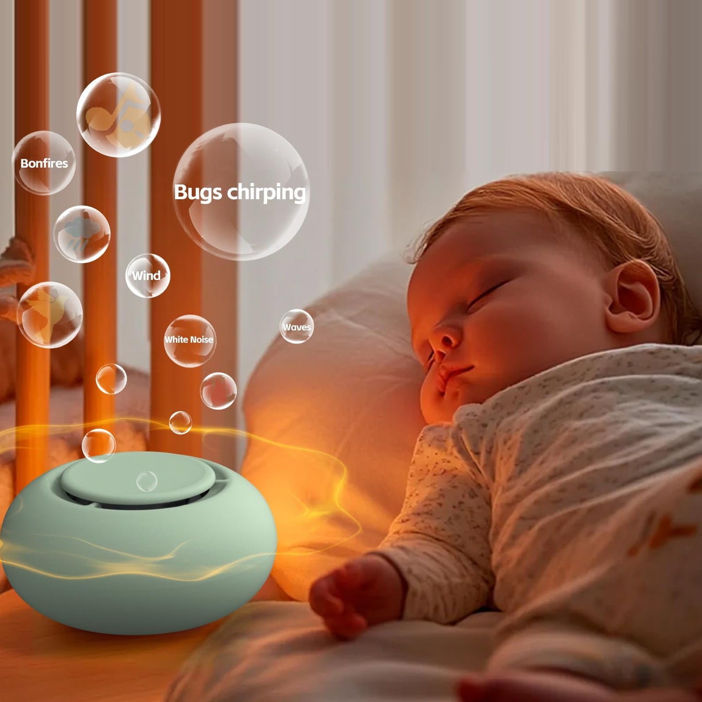 Portable Baby Sound Machine [White Noise for Babies Kids Adults][Timer Function][12 Soothing Sounds][Sleep Soother] 15 Hours Battery Life, Travel,Registry,Gifts,Shower,Clips on Baby Stroller