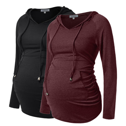 GINKANA Maternity Hoodie Long Sleeves Shirts Casual Maternity Top Pregnancy Sweatshirt Casual Clothes