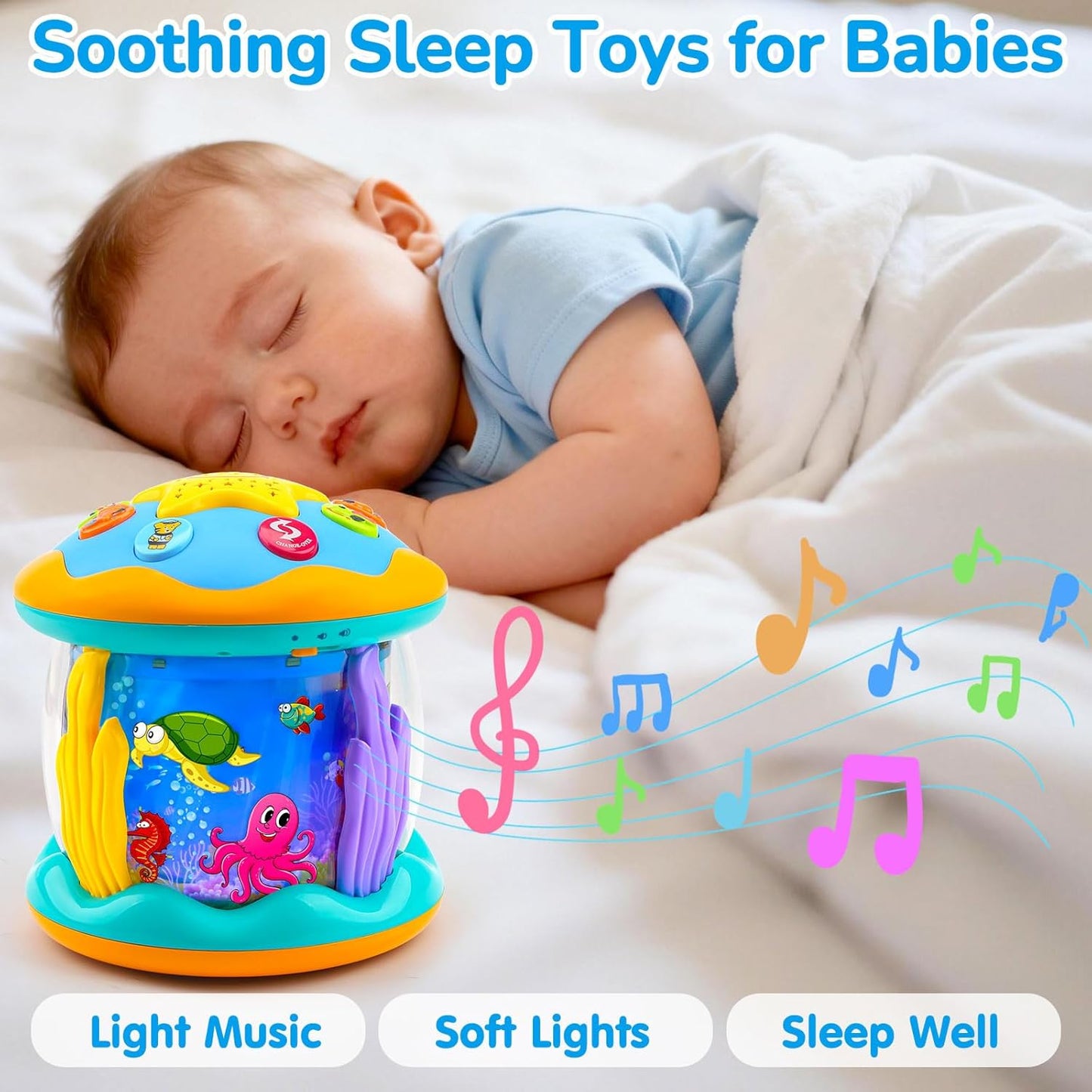 Baby Toys 6-12 Months Ocean Projector Rotating Musical Light Up Tummy Time Toys for Infant 0-6 3-6 Months Baby Aquarium Crawling Toys 4 5 6 7 8 9 12-18 Months Boy Girl 1 Year Old Birthday Shower Gifts