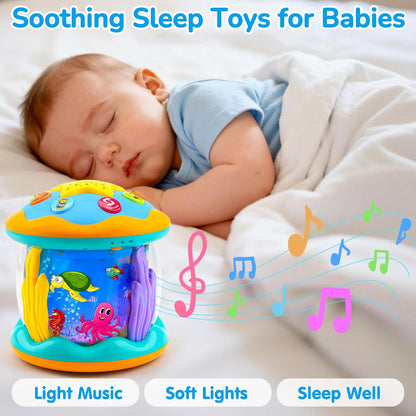 Baby Toys 6-12 Months Ocean Projector Rotating Musical Light Up Tummy Time Toys for Infant 0-6 3-6 Months Baby Aquarium Crawling Toys 4 5 6 7 8 9 12-18 Months Boy Girl 1 Year Old Birthday Shower Gifts