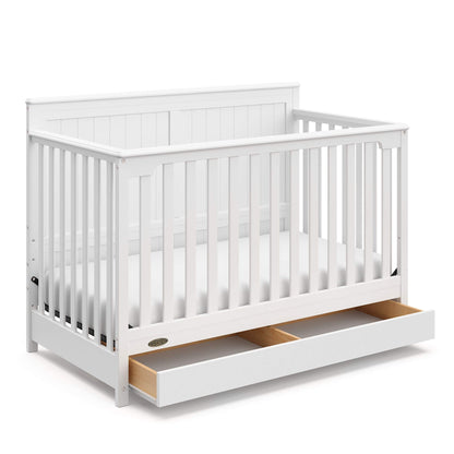 Graco Hadley 5-in-1 Convertible Crib & Changer – GREENGUARD Gold Certified, Fits Standard Crib Mattress, Converts to Toddler Bed and Full Bed, 4 Adjustable Mattress Heights (Pebble Gray)