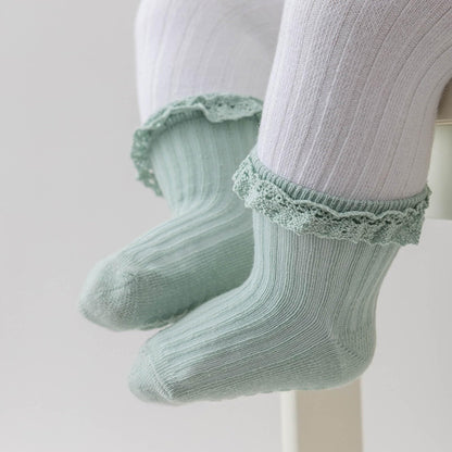 DRESHOW BQUBO Baby Girls Toddler Anti Slip Socks - Cute Frilly Ruffle Grip Ankle Socks for Infant Toddler