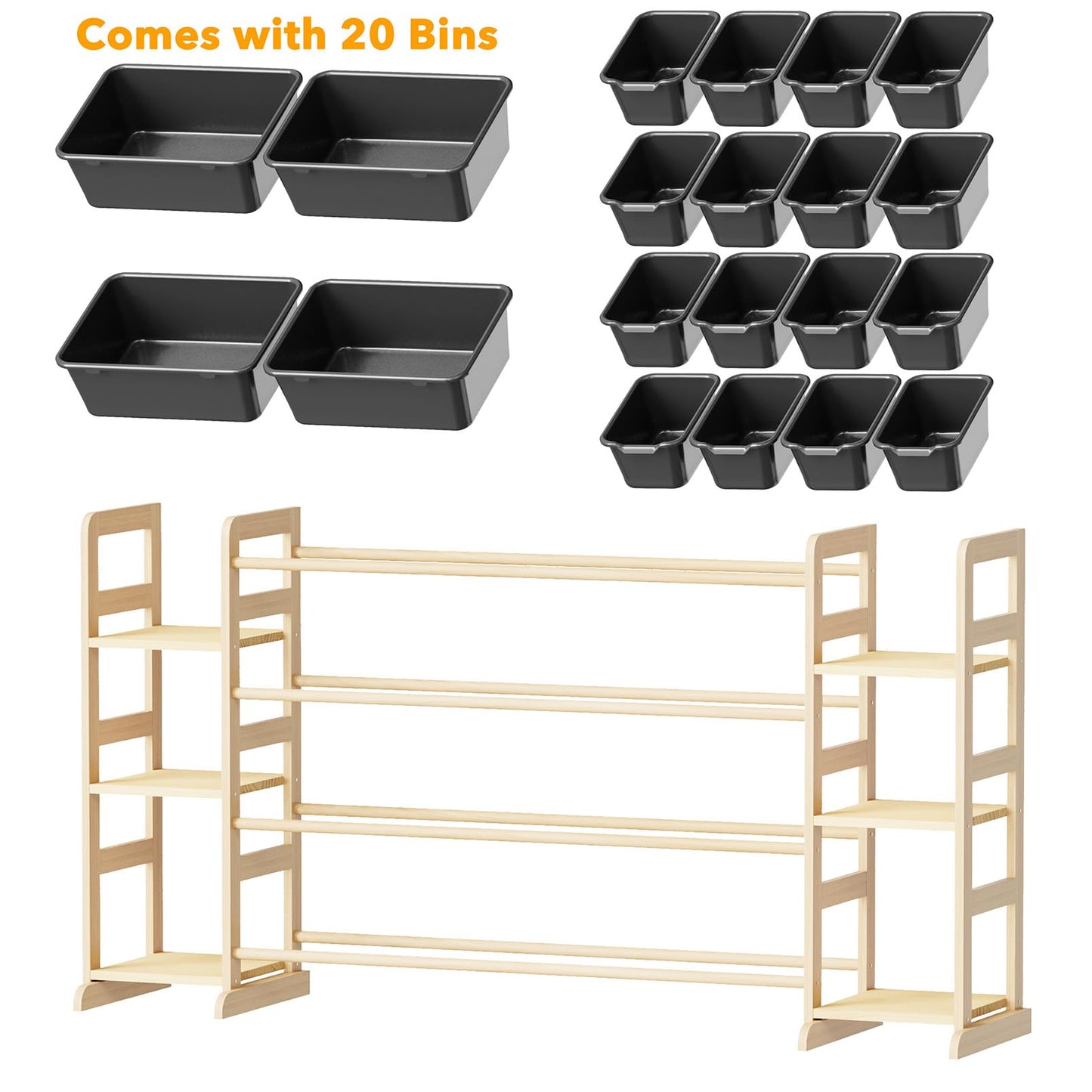 SpaceAid Toy Storage Organizer with 6 Shelves and 12 Bins, Bookshelf/Bookcase, Kids Bin Shelf, Toys Box for Playroom Organization for Bedroom & Room Decor, White, 52.3" W