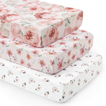 david's kids 3 Pack Fitted Crib Sheets, Ultra Soft Breathable Comfortable Baby Sheet Set for Boys Girls Neutral, 28x52 Inch Fits Standard Crib and Toddler Mattresses, Dinosaur