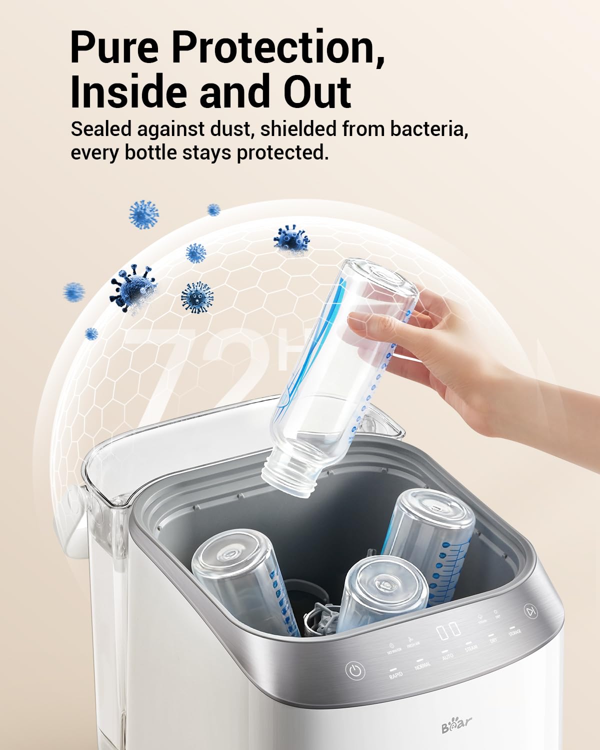 Bear Bottle Washer Pro, Baby Bottle Washer and Sterilizer and Dryer - All in One Machine for Bottles, Pump Parts & Baby Essentials with 90 Detergent Tablets - Effortless, Time-Saving