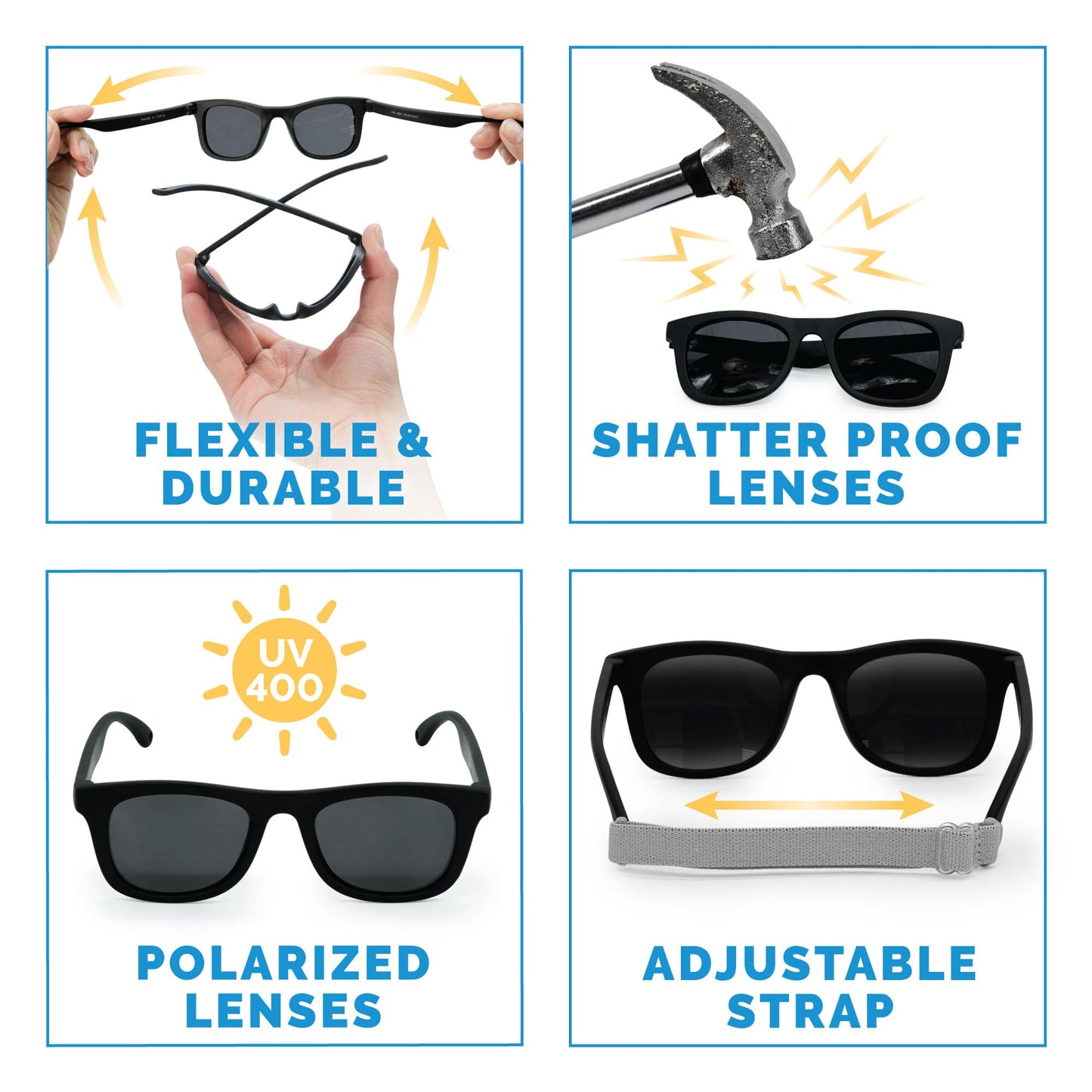 JAN & JUL Baby Toddler Kids’ Flexible UV-400 Polarized Sun-glasses with Strap for Girls Boys