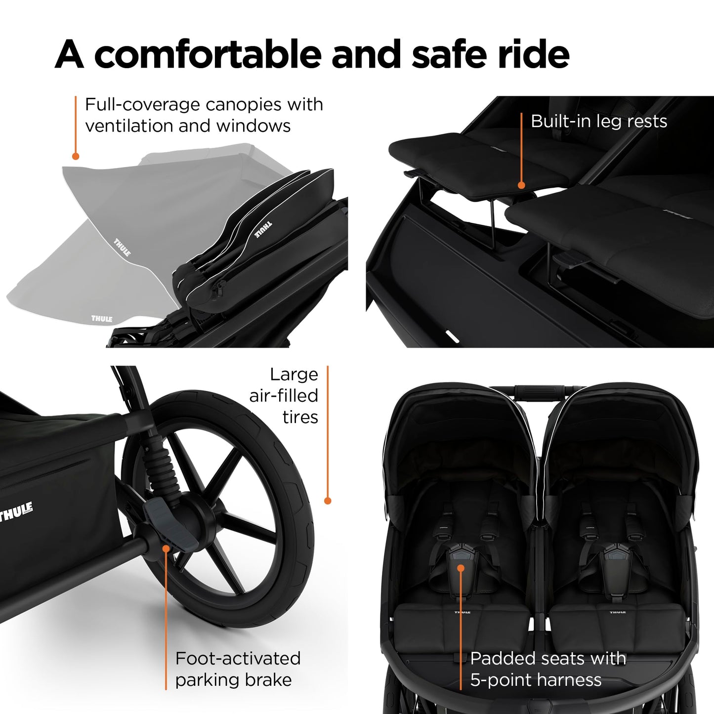 Thule Urban Glide 3 Single Child All-Terrain Stroller, Lightweight, Air-Filled Tires & Suspension, Integrated Hand Brake