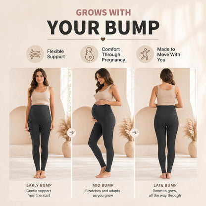 Hmuuo Women's Maternity Leggings Over The Belly Buttery Soft Pregnancy Yoga Pants Activewear Workout Leggings