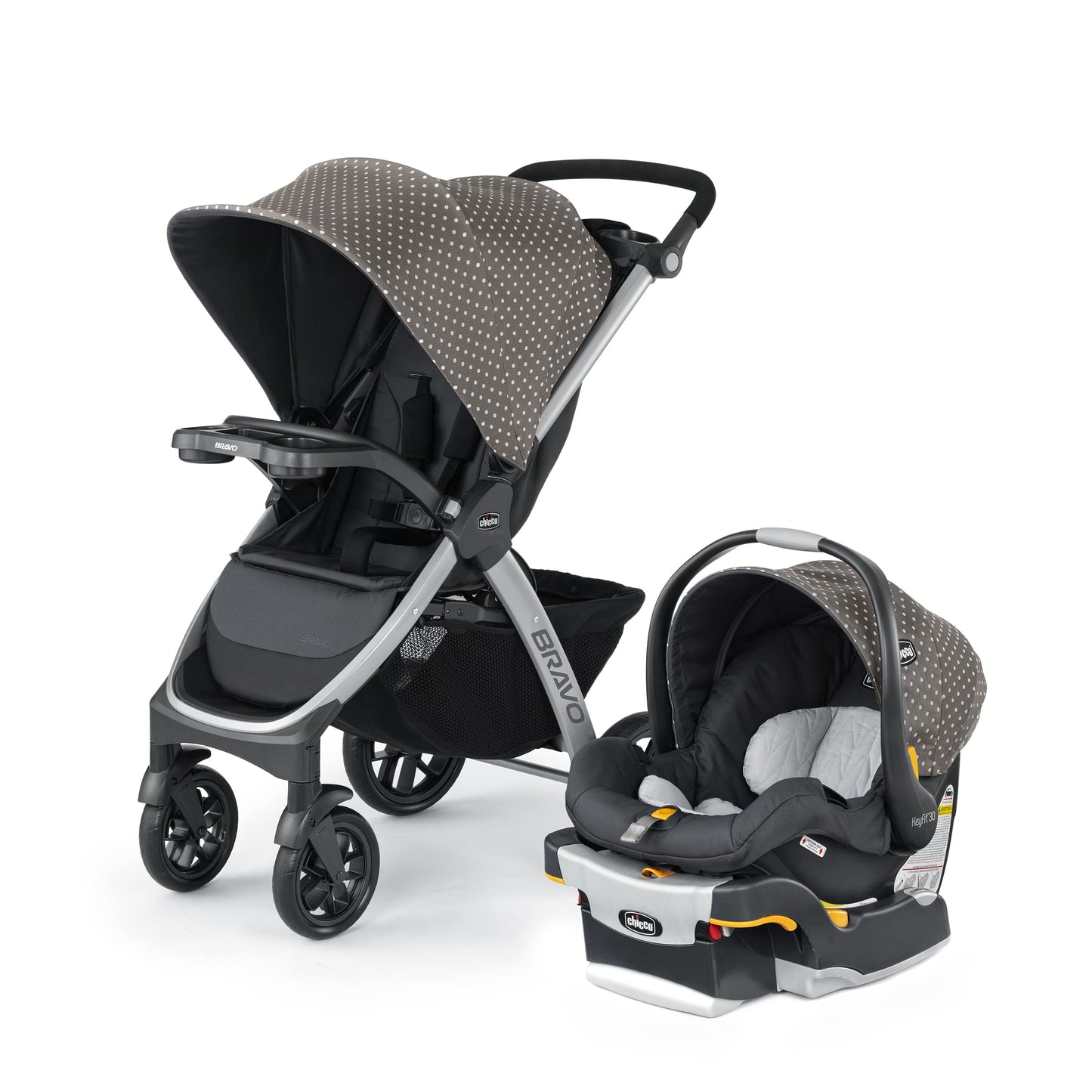 Chicco Bravo® 3-in-1 Trio Travel System, Bravo® Quick-Fold Stroller with KeyFit® 30 Infant Car Seat and Base, Car Seat and Stroller Combo | Parker