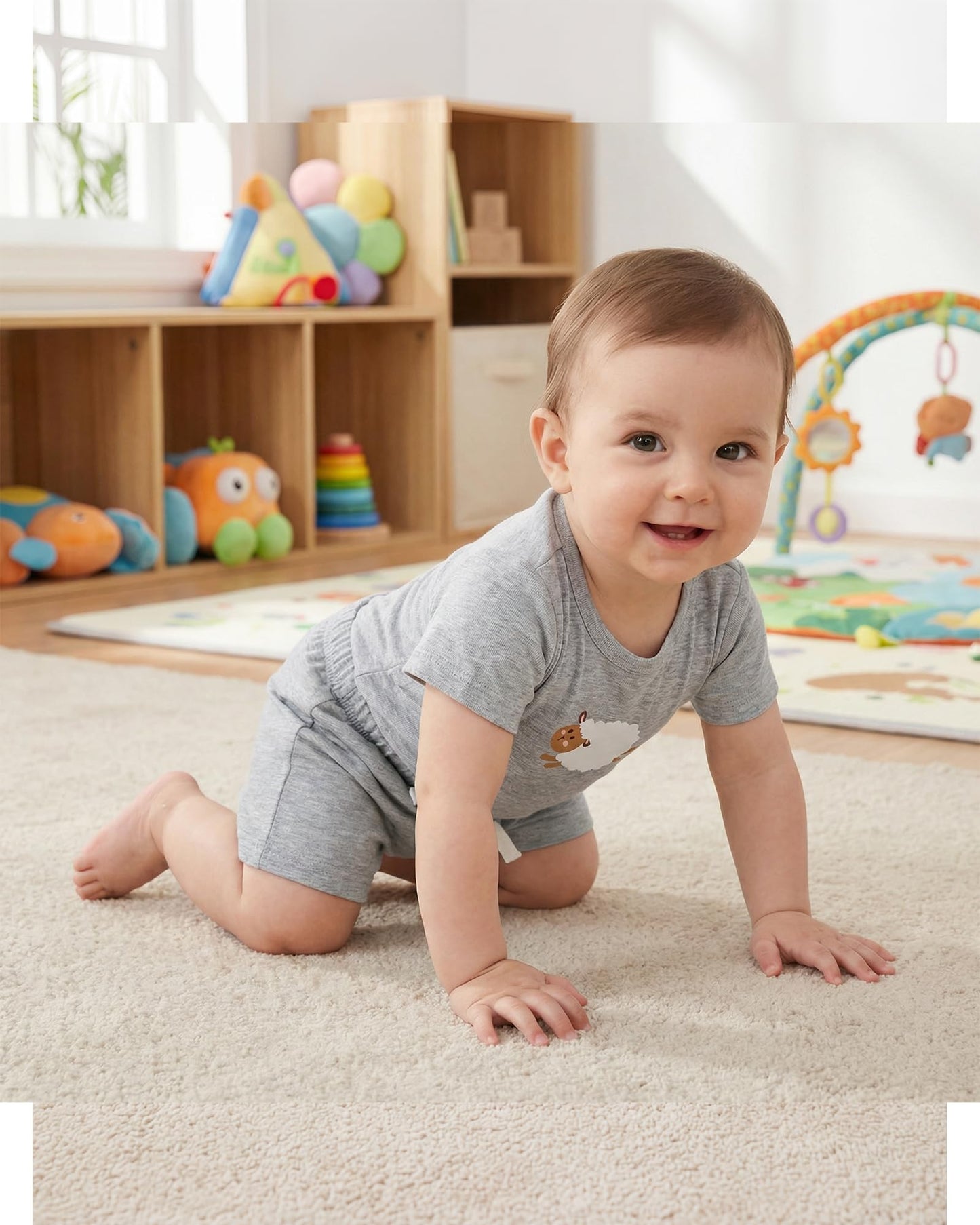 Jecson Newborn Boy Clothes Baby Boy Outfits Summer Set 6-Piece Cotton Short Sleeve Top and Shorts for 0-18M
