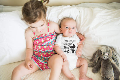 AW Fashions They See Me Strolli' They Hatin Bodysuit Newborn Boy Outfits Cute Romper Baby Girl Clothes