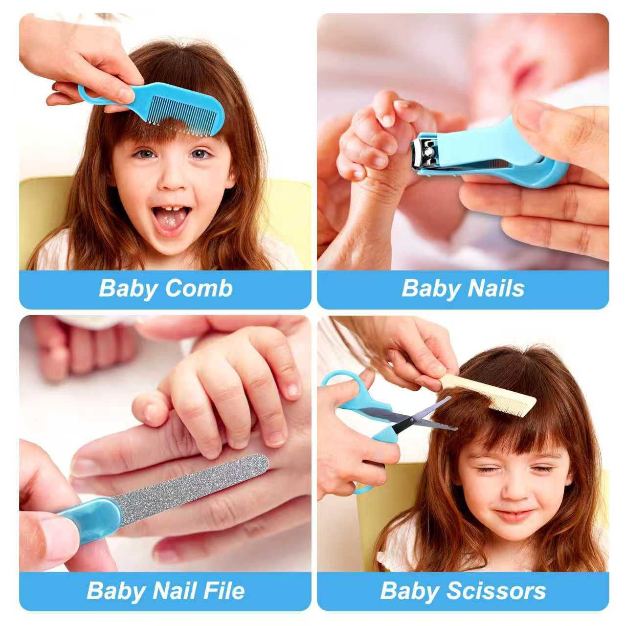 Baby Grooming Kit, Infant Safety Care Set with Hair Brush Comb Nail Clipper Nasal Aspirator,Baby Essentials Kit for Newborn Girls Boys (Pink Baby Grooming kit)