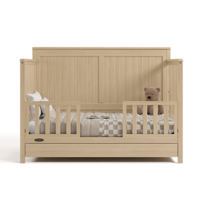 Graco Hadley 5-in-1 Convertible Crib & Changer – GREENGUARD Gold Certified, Fits Standard Crib Mattress, Converts to Toddler Bed and Full Bed, 4 Adjustable Mattress Heights (Pebble Gray)