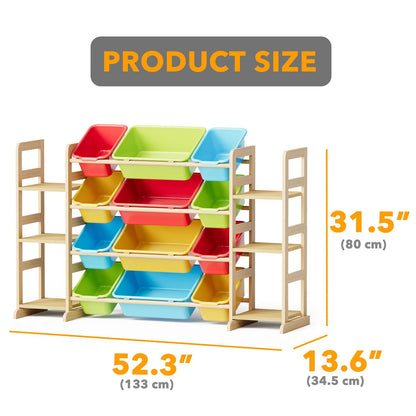 SpaceAid Toy Storage Organizer with 6 Shelves and 12 Bins, Bookshelf/Bookcase, Kids Bin Shelf, Toys Box for Playroom Organization for Bedroom & Room Decor, White, 52.3" W