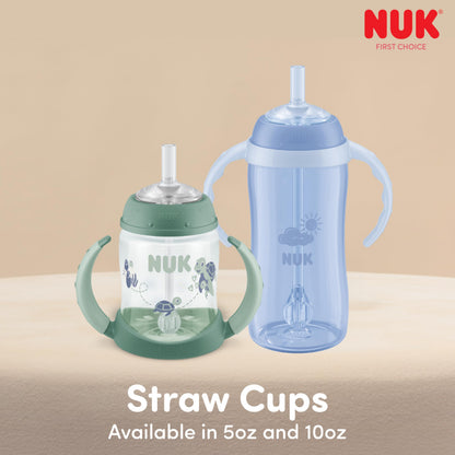 NUK Learner Straw Cup 10oz - Toddler Cup with Soft Straw for Easy Drinking Suitable for Ages 8 Months and Up