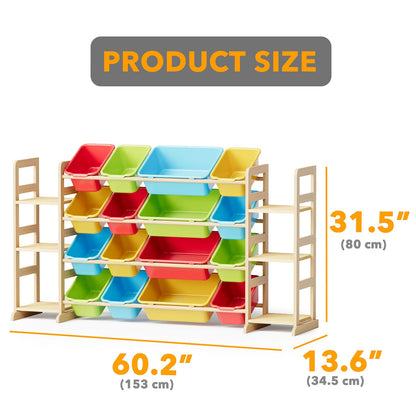 SpaceAid Toy Storage Organizer with 6 Shelves and 12 Bins, Bookshelf/Bookcase, Kids Bin Shelf, Toys Box for Playroom Organization for Bedroom & Room Decor, White, 52.3" W