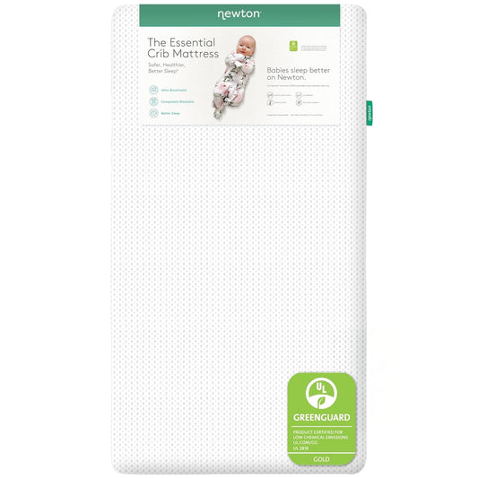 Newton Baby Essential Waterproof Crib Mattress and Toddler Bed - Ultra-Breathable Proven to Reduce Suffocation Risk, Washable Core & Cover, All-Stages, Deluxe 4" - Thick White
