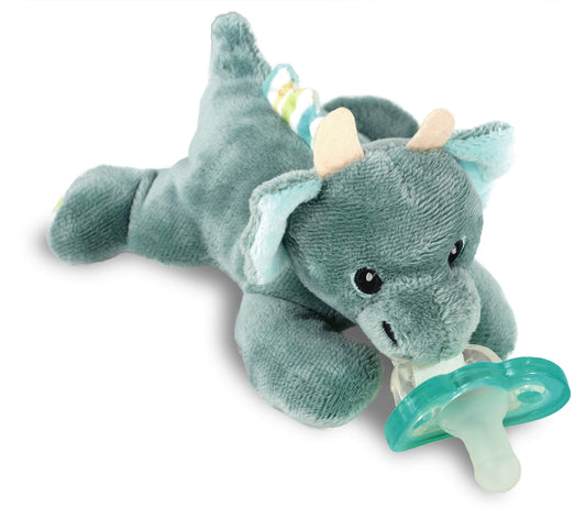 RaZbaby JollyPop Pacifier, Holder w/Detachable Baby Pacifier, Stuffed Animal RaZbuddy, All Ages 0M+, 100% Medical Grade USA Made Silicone, Machine Washable, Textured & Easy to Hold – Puppy