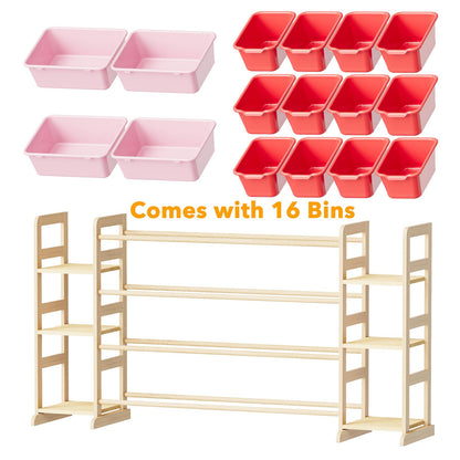 SpaceAid Toy Storage Organizer with 6 Shelves and 12 Bins, Bookshelf/Bookcase, Kids Bin Shelf, Toys Box for Playroom Organization for Bedroom & Room Decor, White, 52.3" W