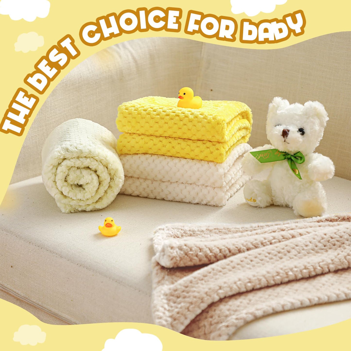 Frienda 4 Pcs Baby Fuzzy Blanket Fluffy Baby Blanket for Boys Girls Soft Warm Infant Newborn Toddler Receiving Nursery Bed Supplies, 32 x 24 Inch(Pink Color)