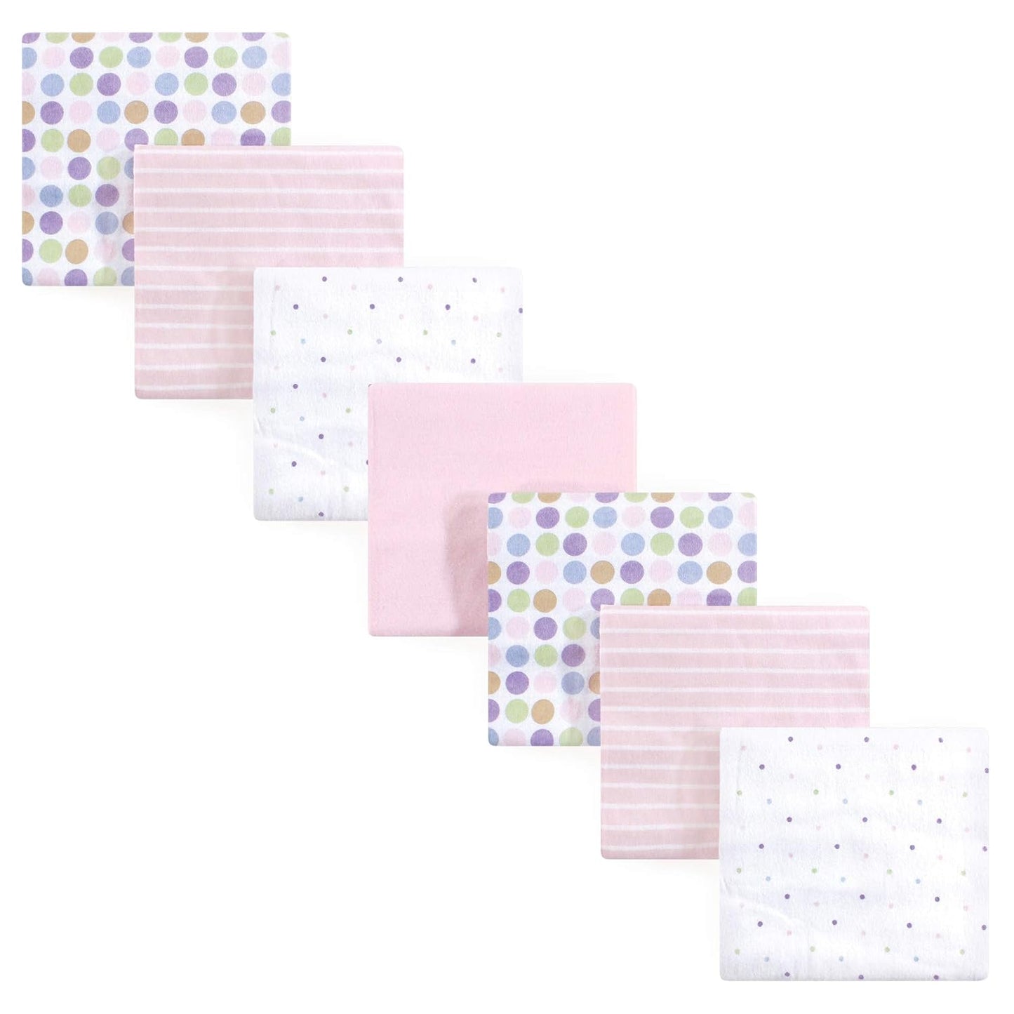 Luvable Friends Unisex Baby Cotton Flannel Receiving Blankets, Rainbow 7-Pack, One Size