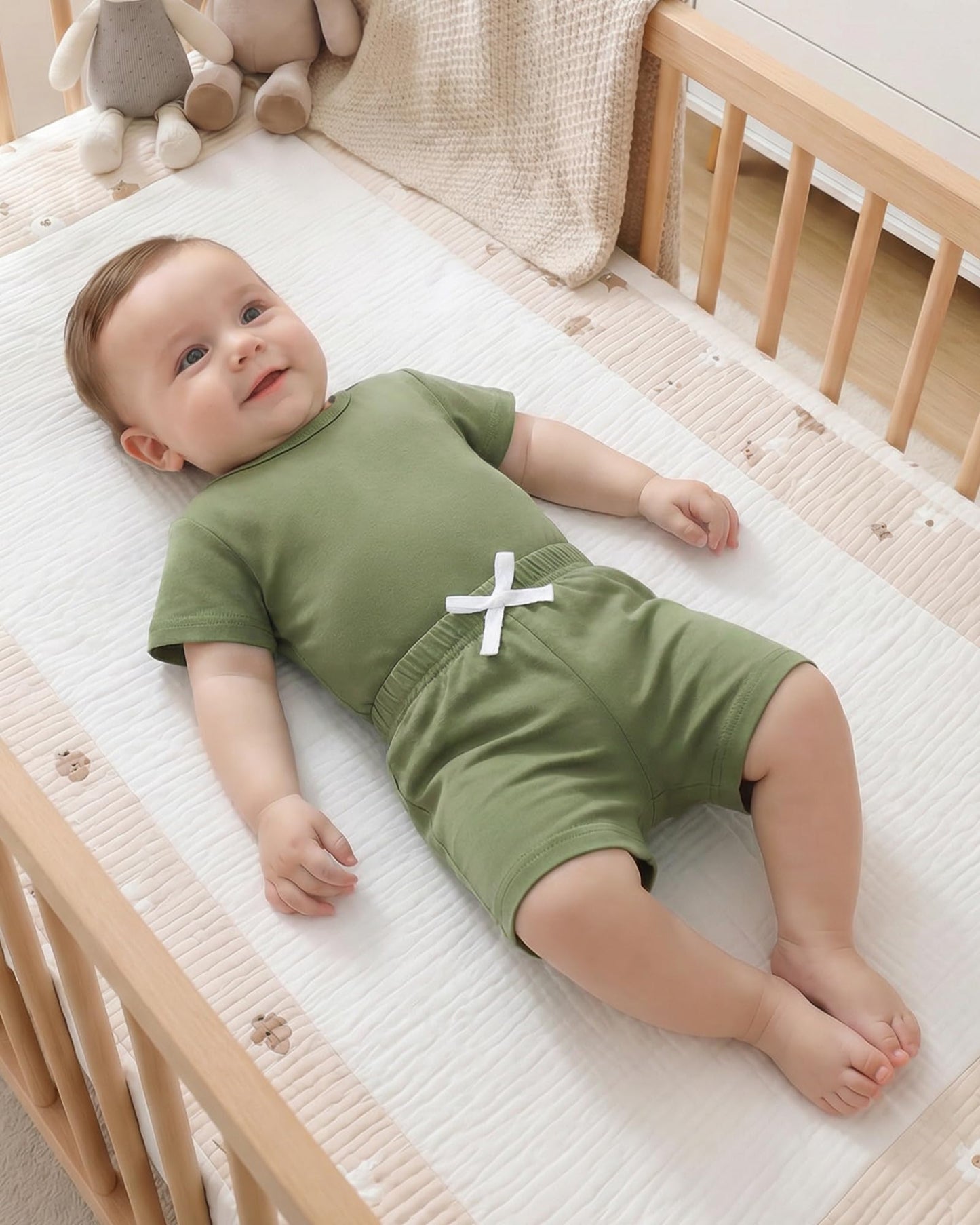 Jecson Newborn Boy Clothes Baby Boy Outfits Summer Set 6-Piece Cotton Short Sleeve Top and Shorts for 0-18M