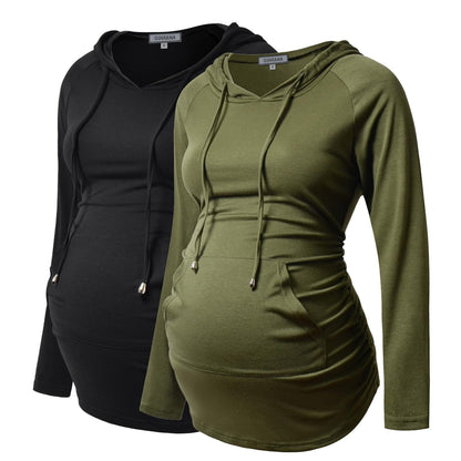 GINKANA Maternity Hoodie Long Sleeves Shirts Casual Maternity Top Pregnancy Sweatshirt Casual Clothes