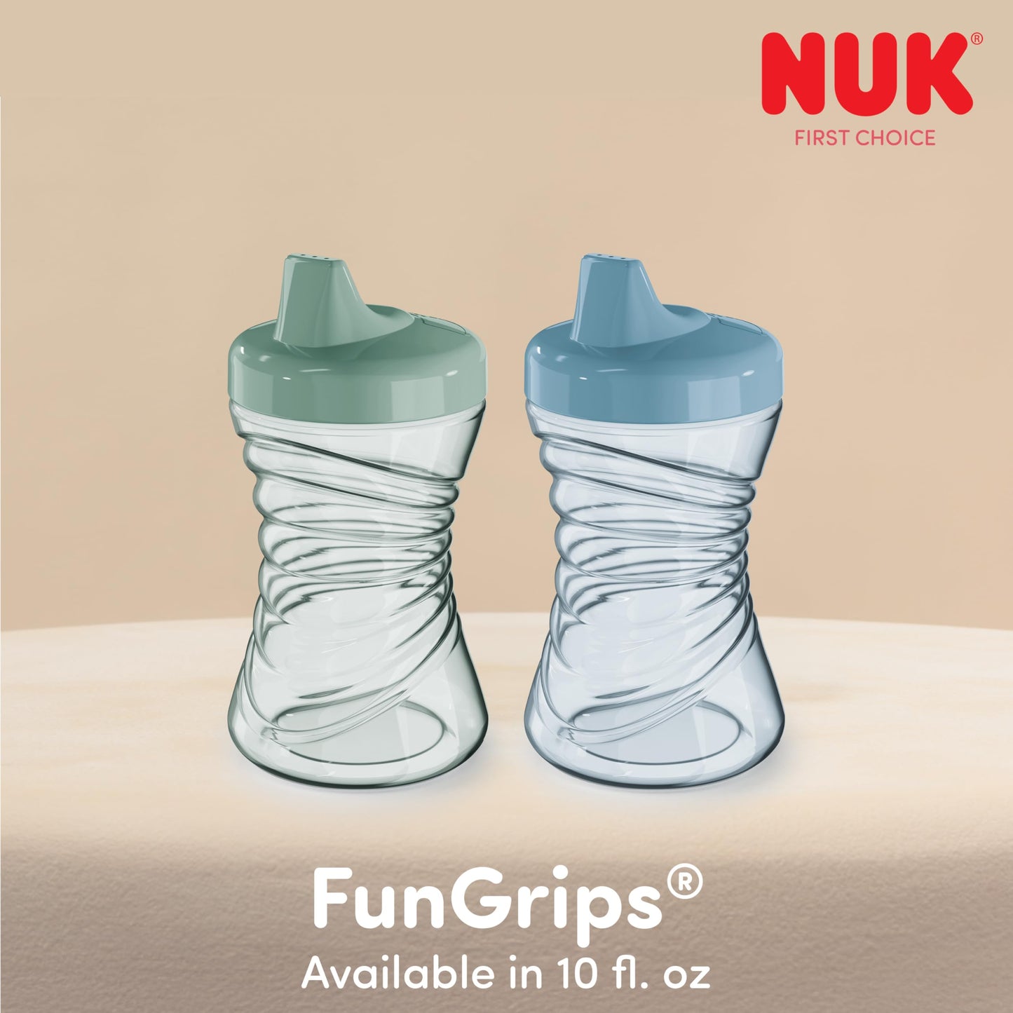 NUK Fun Grips Hard Spout Sippy Cup, 10 oz. | Easy to Hold, BPA Free, Spill Proof Toddler Cup, 4pk