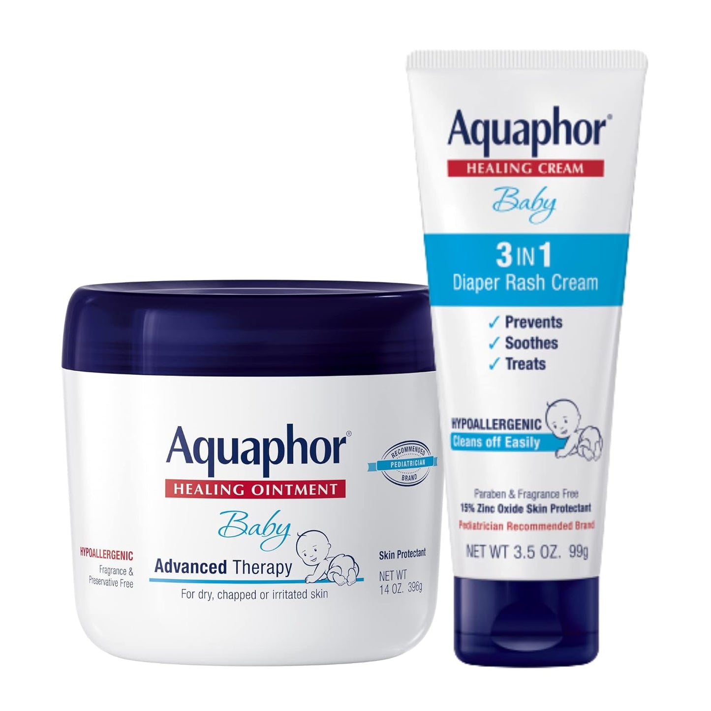 Aquaphor Baby Healing Ointment Advanced Therapy Skin Protectant for Chapped or Dry Skin, Drool Rash and Diaper Rash Ointment, 14 Oz Jar