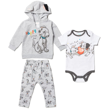 Disney Classics Winnie the Pooh Mickey Mouse Baby Hoodie Bodysuit and Pants 3 Piece Outfit Set (Newborn - 24 Months)