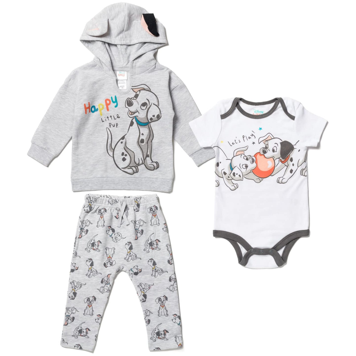 Disney Classics Winnie the Pooh Mickey Mouse Baby Hoodie Bodysuit and Pants 3 Piece Outfit Set (Newborn - 24 Months)