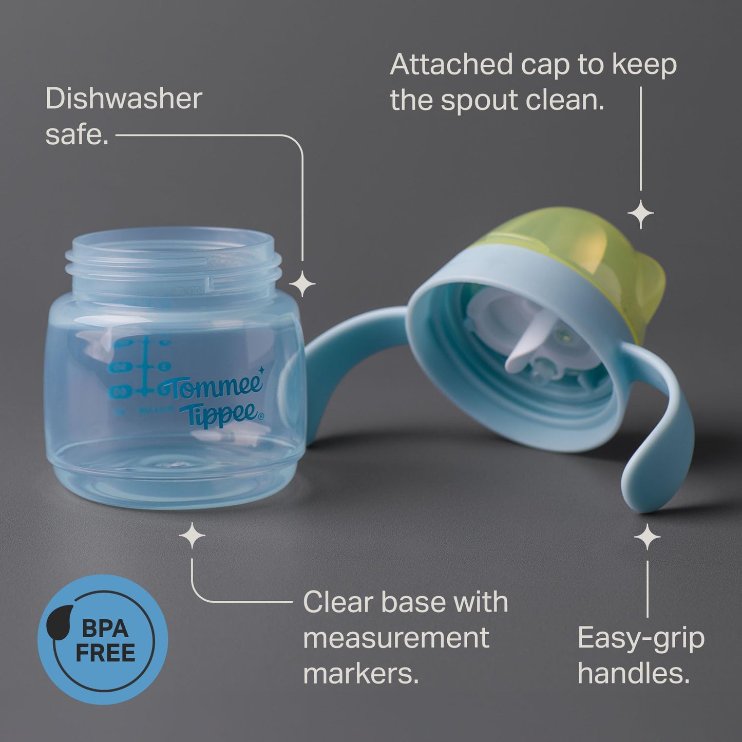 Tommee Tippee Transition Baby Sippy Cup With Spout, Ages 4 Months and Up, 5 oz, Leak-Proof Silicone Spout, Easy Grip Handles, Pink, Pack of 2